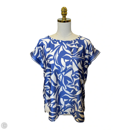 Top Short Sleeve By Loft In Blue & White, Size: S
