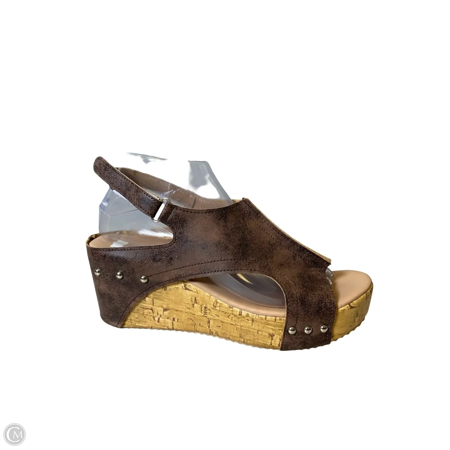 Sandals Heels Wedge By Clothes Mentor In Brown, Size: 9.5