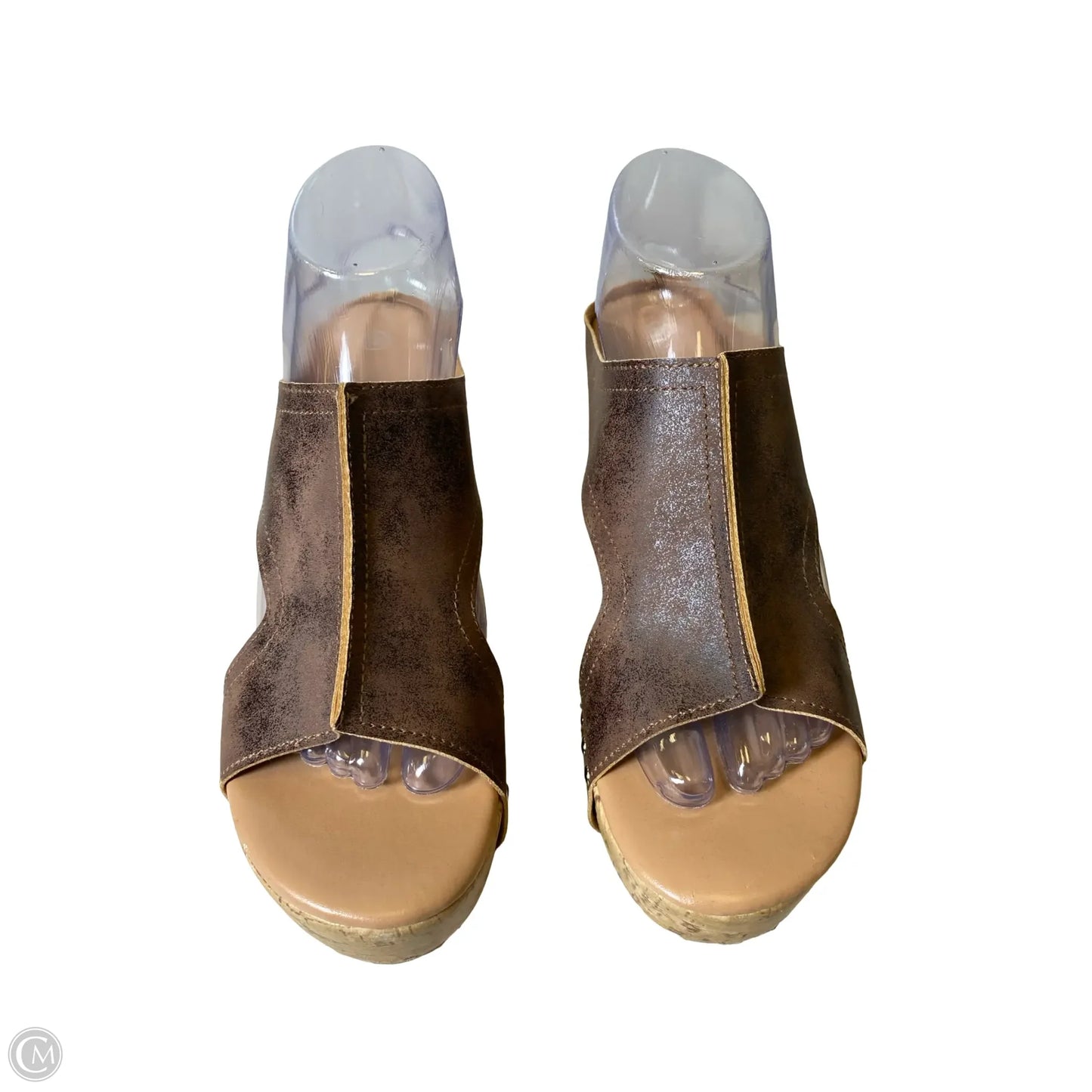Sandals Heels Wedge By Clothes Mentor In Brown, Size: 9.5