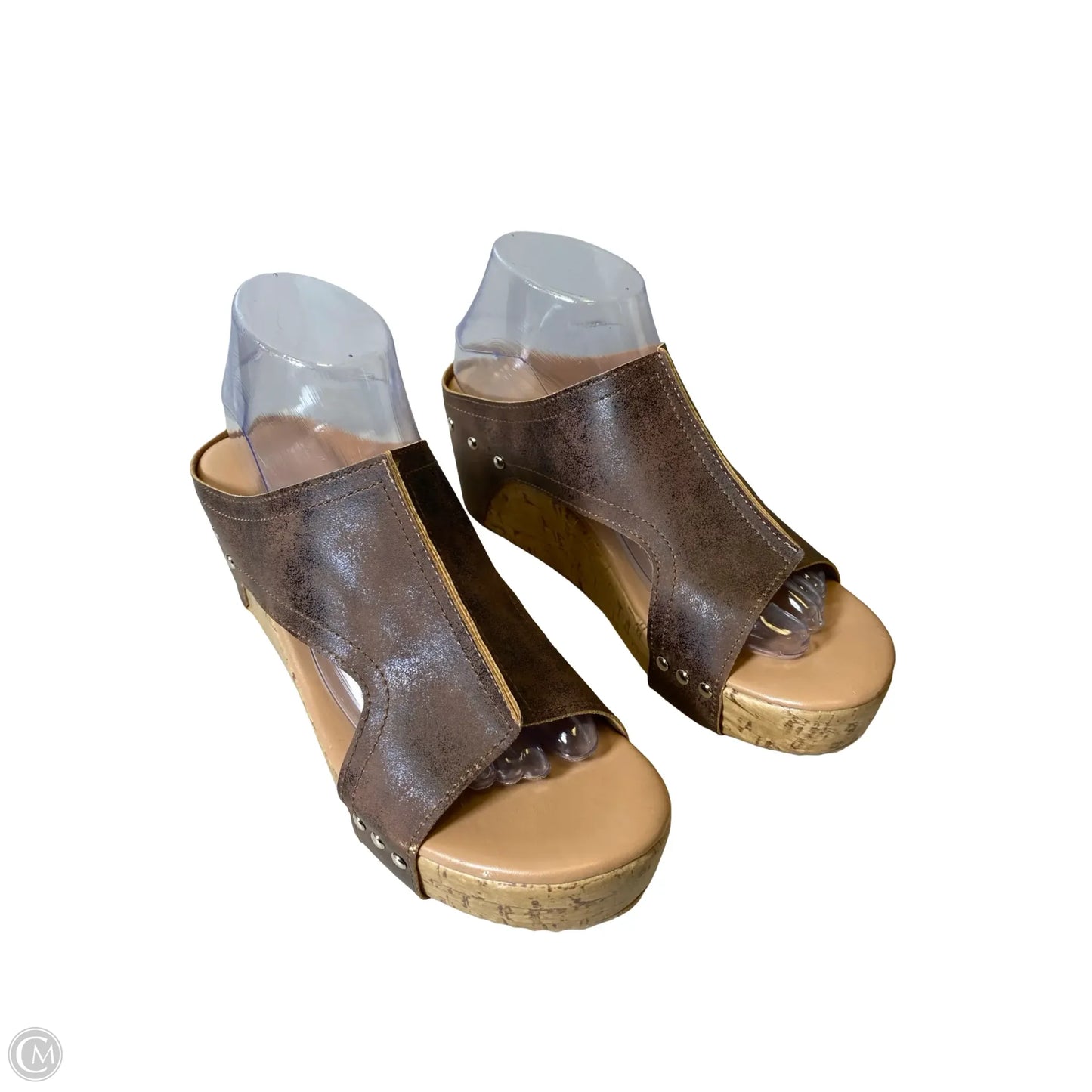 Sandals Heels Wedge By Clothes Mentor In Brown, Size: 9.5