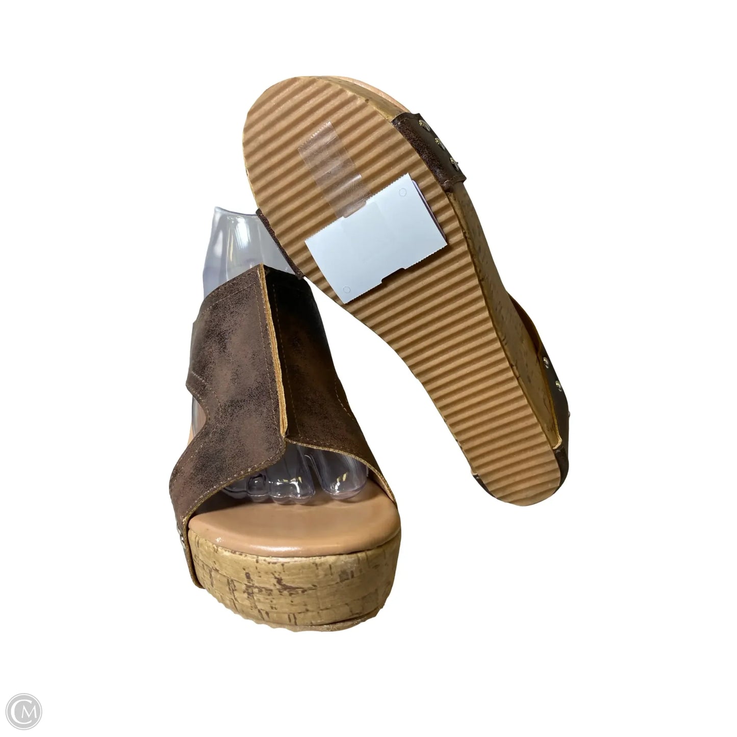 Sandals Heels Wedge By Clothes Mentor In Brown, Size: 9.5