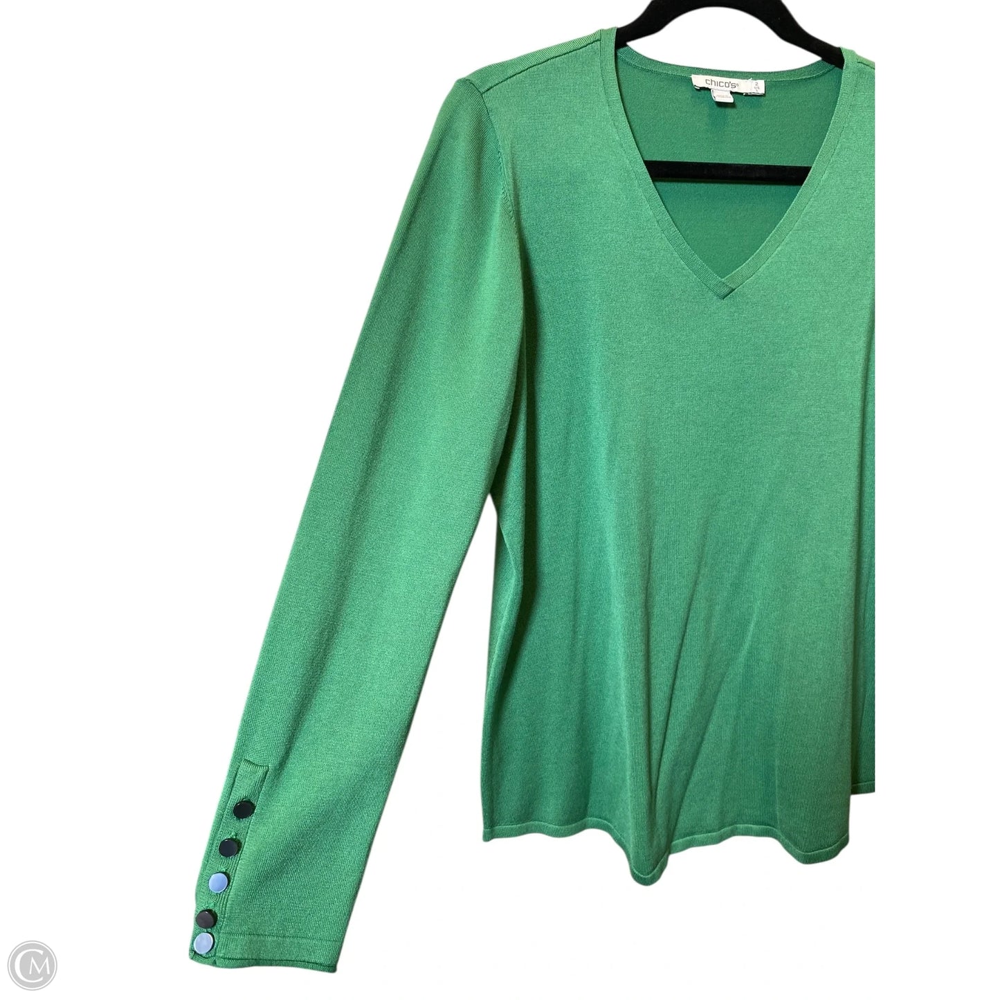 Top Long Sleeve By Chicos In Green, Size: L
