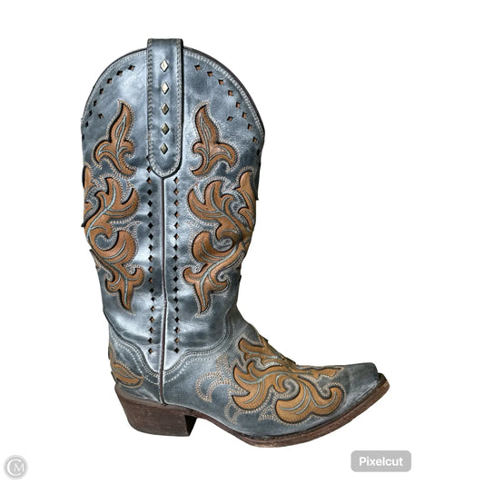Boots Western By Clothes Mentor In Grey & Tan, Size: 7.5