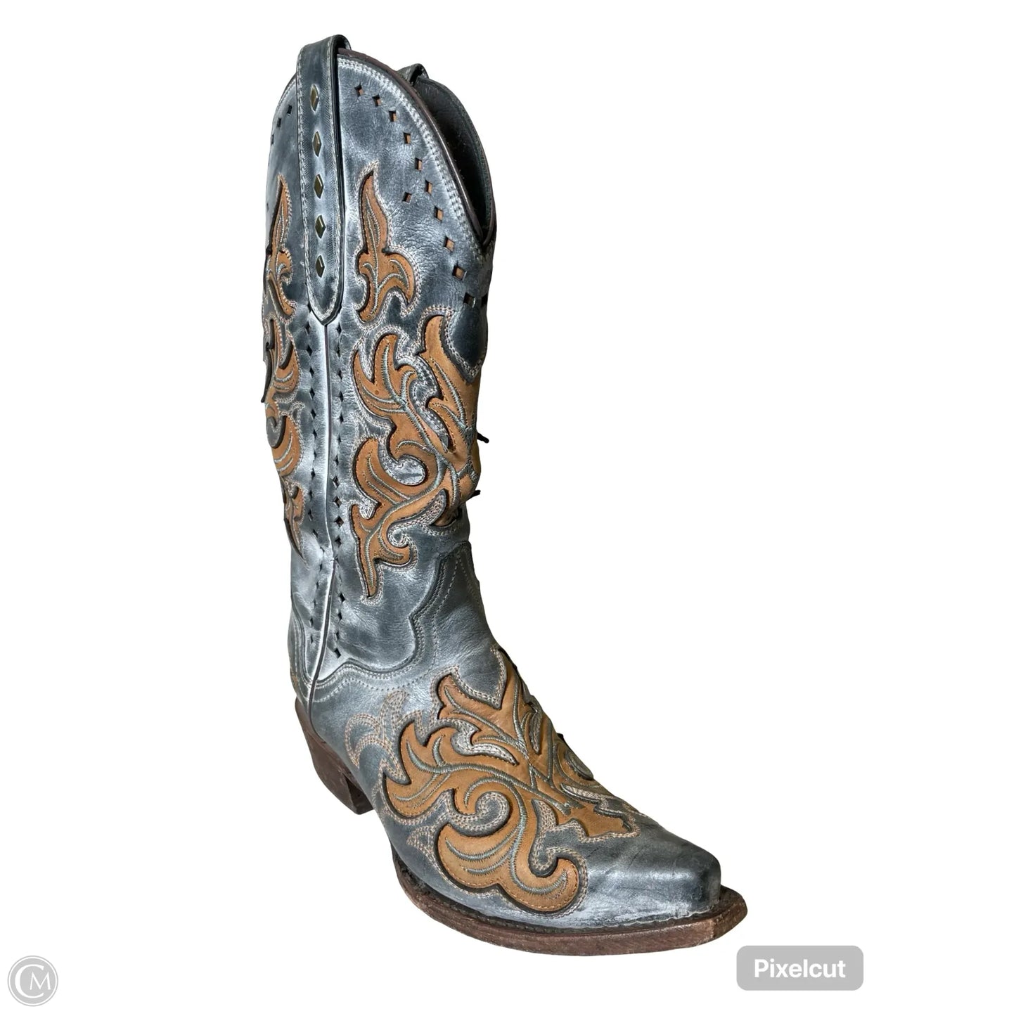 Boots Western By Clothes Mentor In Grey & Tan, Size: 7.5