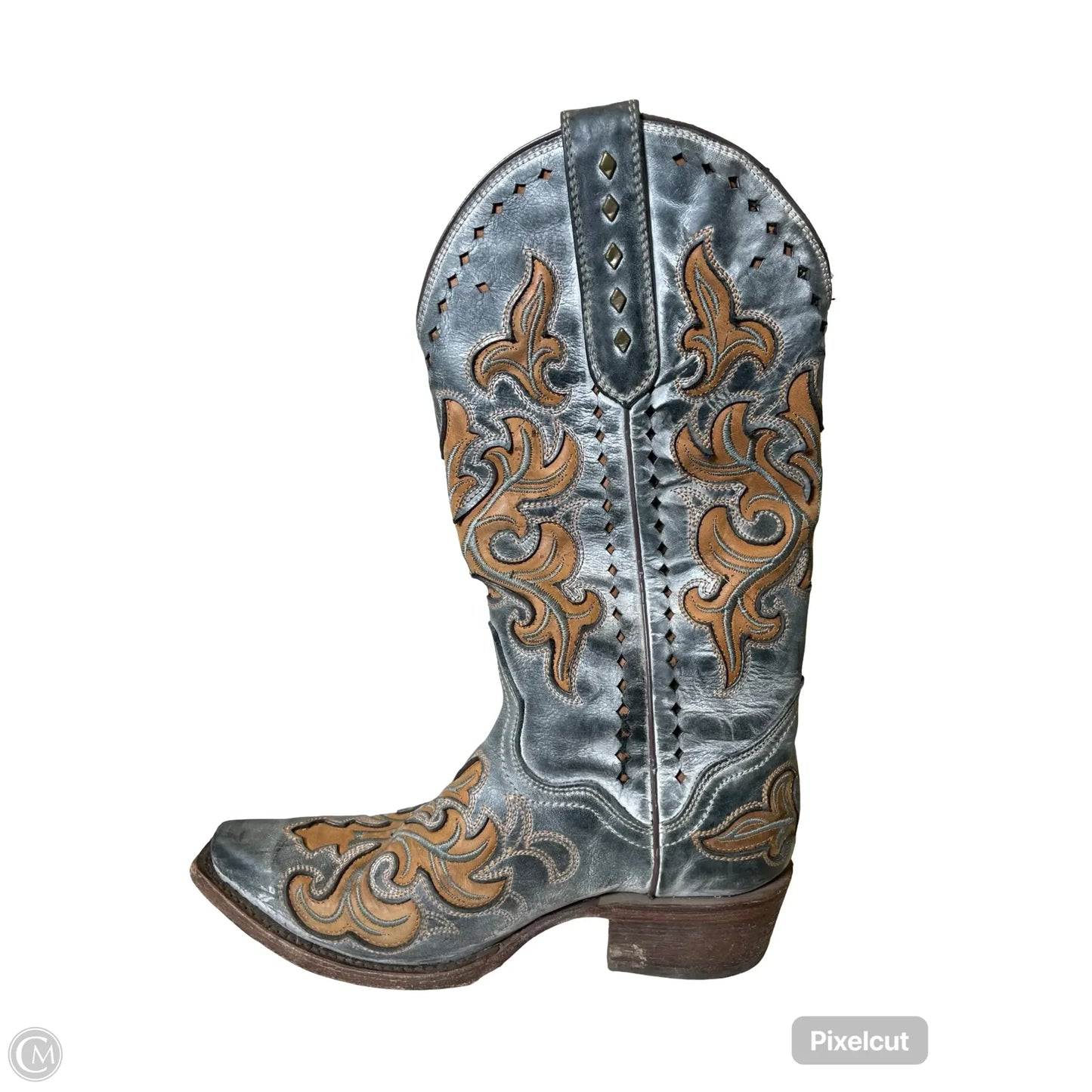 Boots Western By Clothes Mentor In Grey & Tan, Size: 7.5