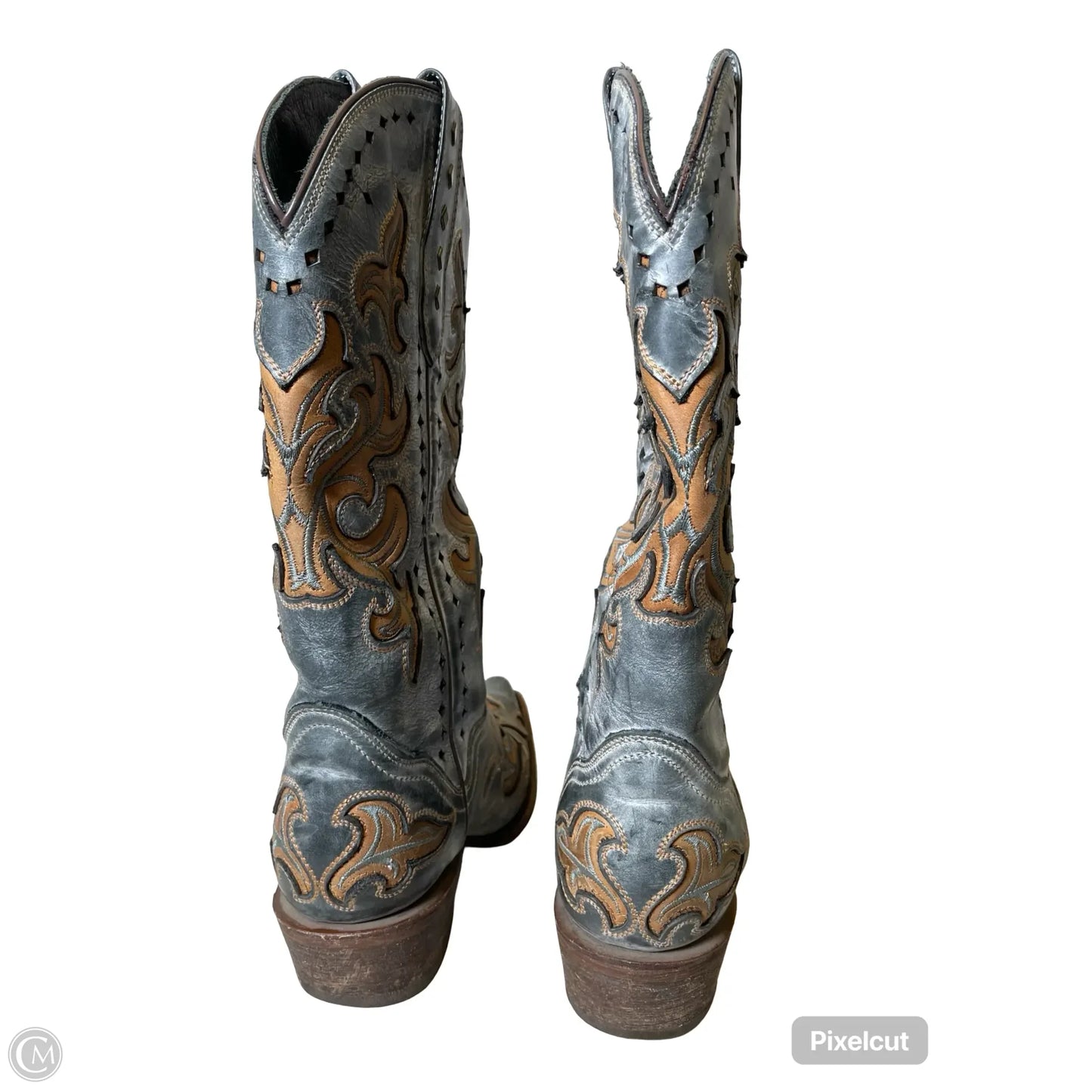 Boots Western By Clothes Mentor In Grey & Tan, Size: 7.5