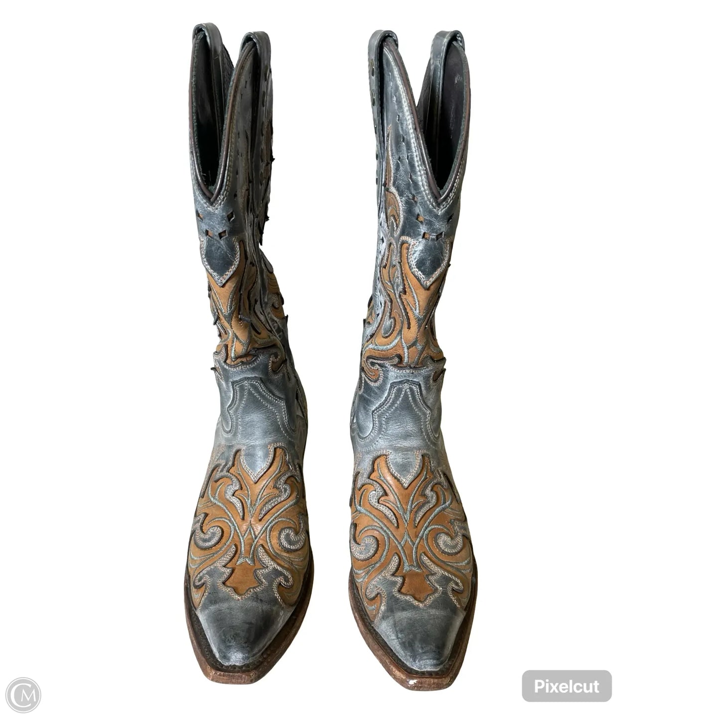 Boots Western By Clothes Mentor In Grey & Tan, Size: 7.5