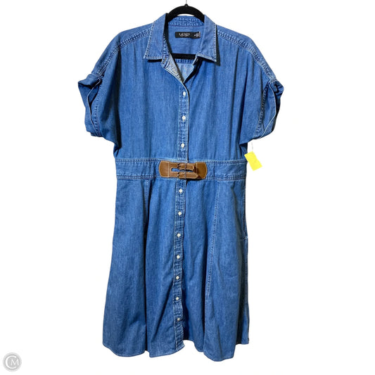 Dress Casual Midi By Lauren By Ralph Lauren In Blue Denim, Size: 16