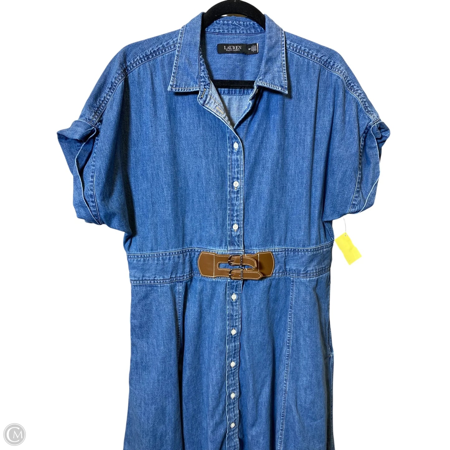 Dress Casual Midi By Lauren By Ralph Lauren In Blue Denim, Size: 16