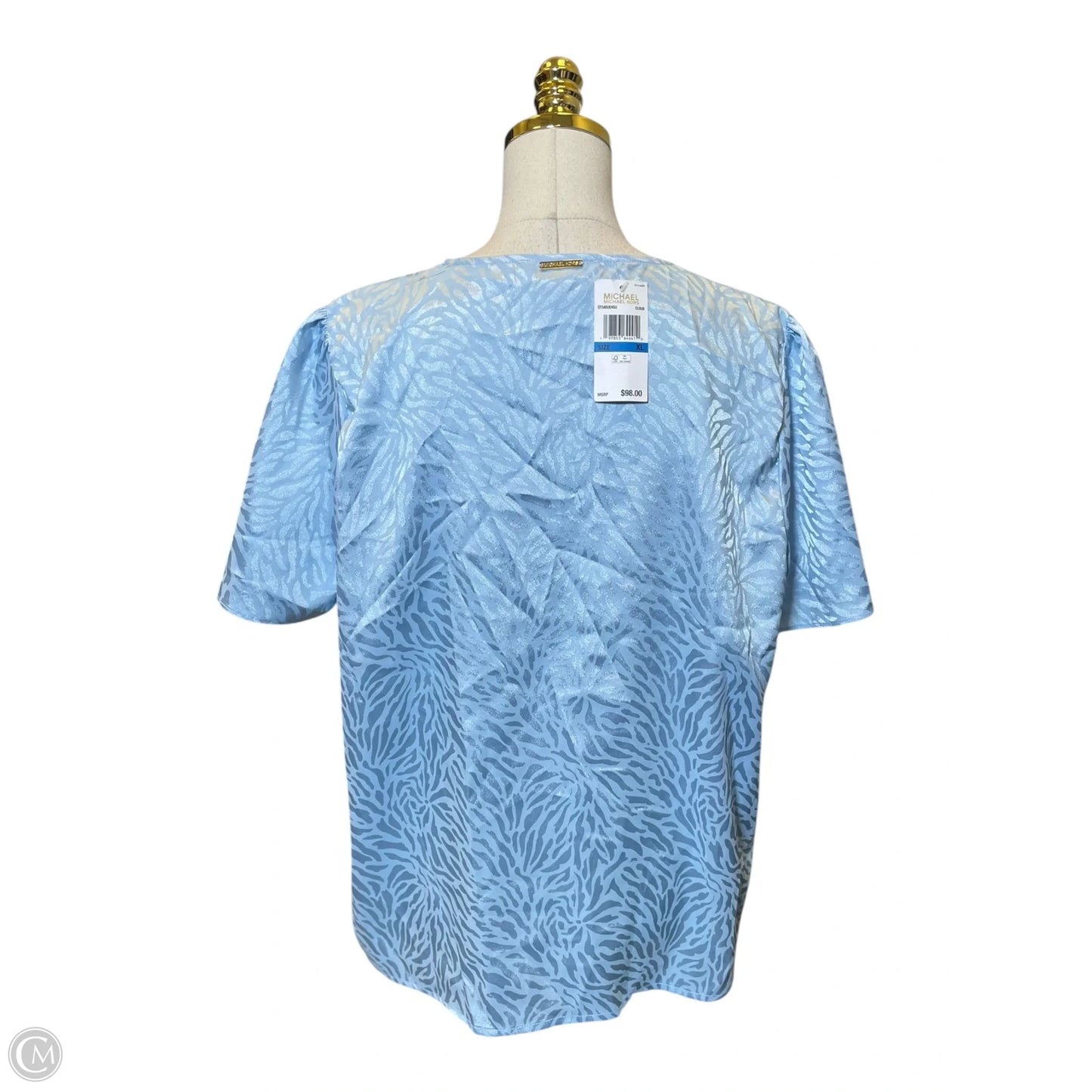 Top Short Sleeve Designer By Michael Kors In Blue, Size: Xl