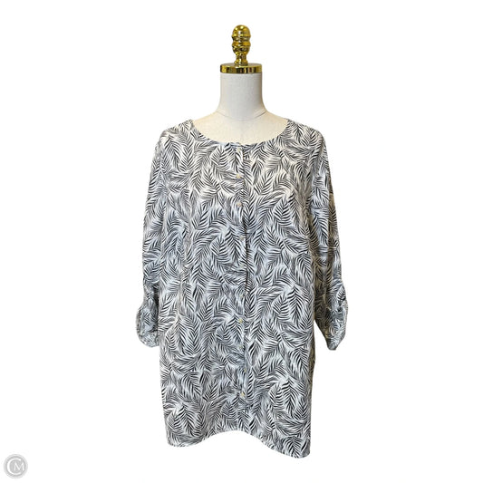 Top 3/4 Sleeve By Tahari In Black & White, Size: Xl