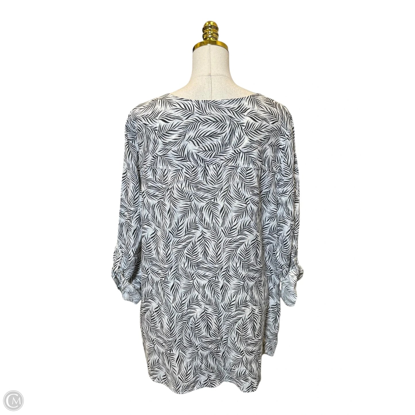 Top 3/4 Sleeve By Tahari In Black & White, Size: Xl