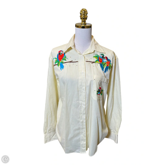Top Long Sleeve By Clothes Mentor In White & Yellow, Size: M
