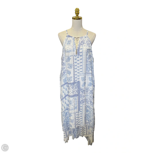 Dress Casual Maxi By Mlle Gabrielle In Blue & White, Size: 2x