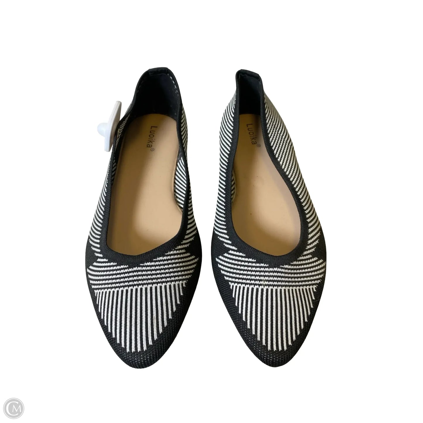 Shoes Flats By Clothes Mentor In Black & White, Size: 8.5