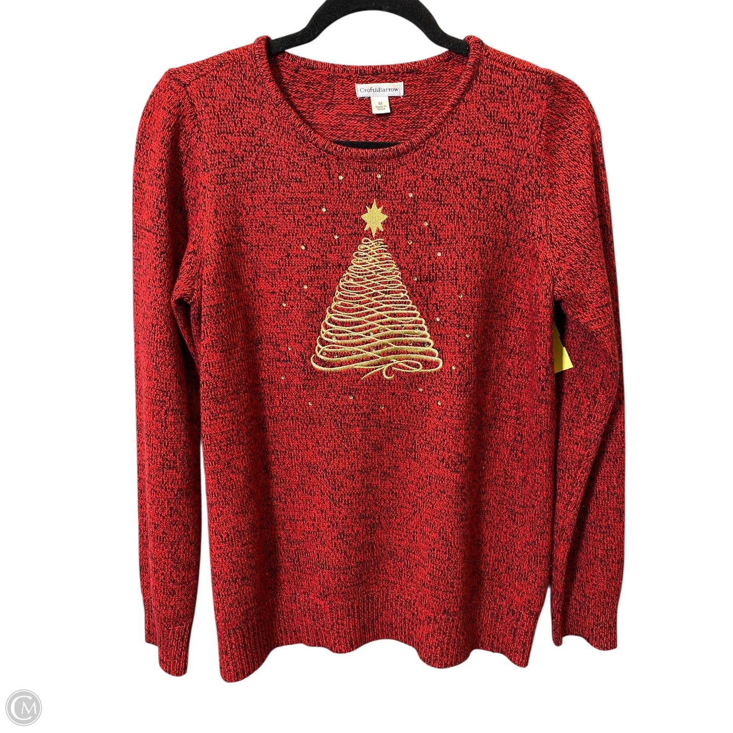 Sweater By Croft And Barrow In Gold & Red, Size: M