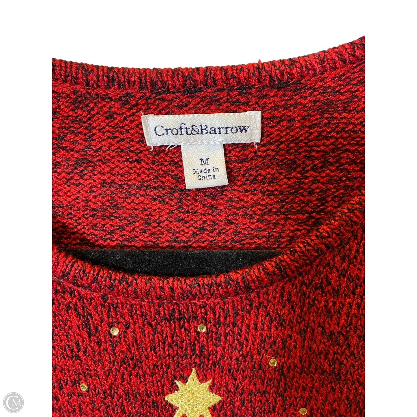 Sweater By Croft And Barrow In Gold & Red, Size: M