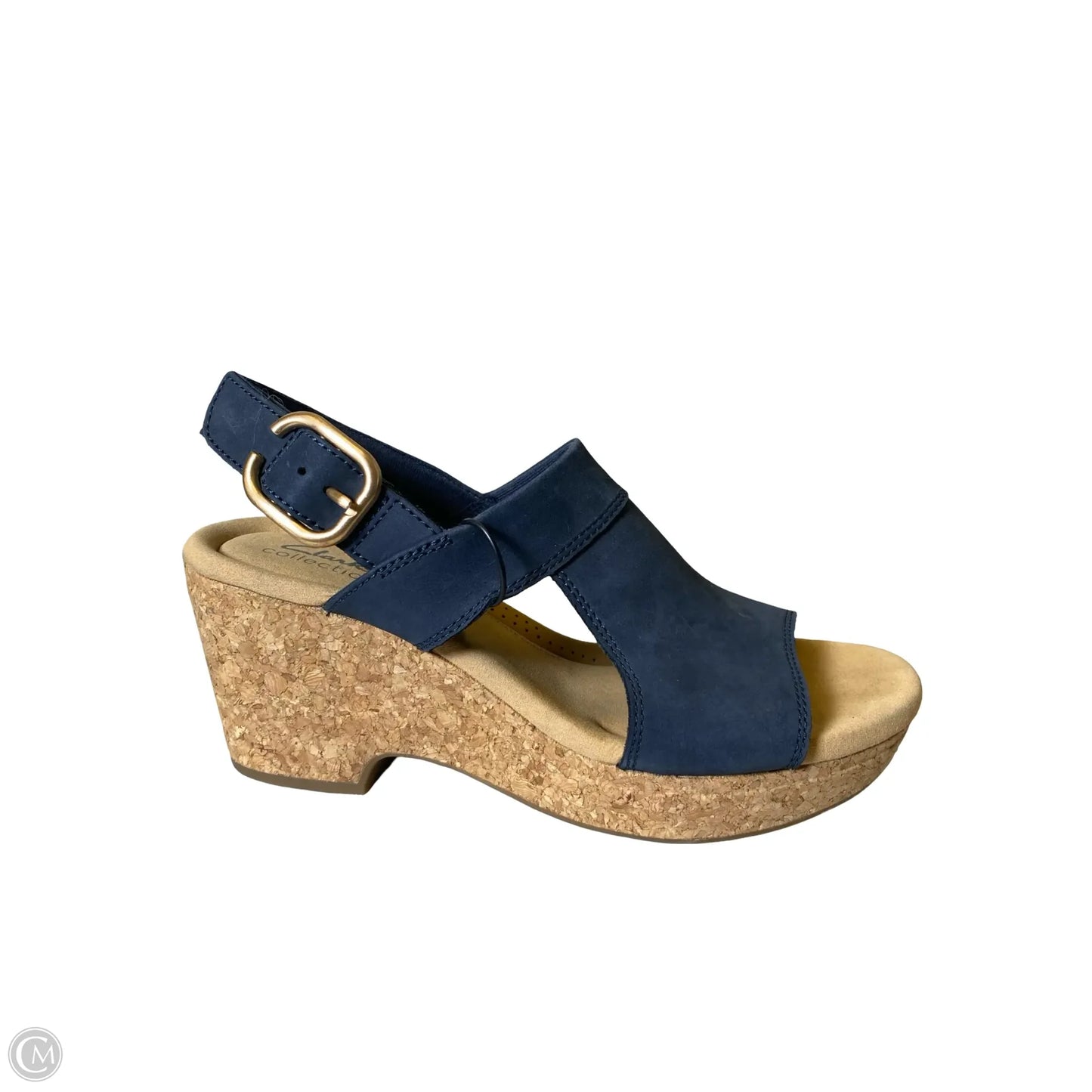 Shoes Heels Wedge By Clarks In Navy, Size: 9