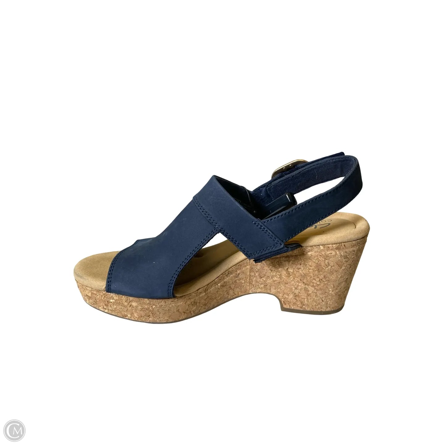 Shoes Heels Wedge By Clarks In Navy, Size: 9