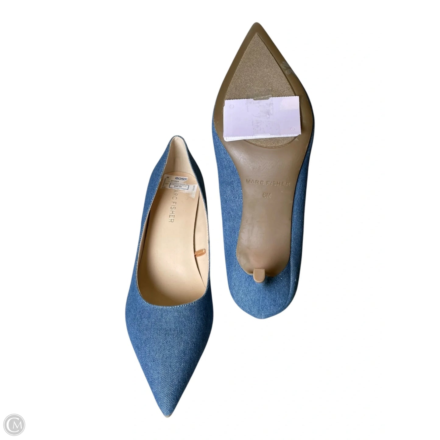 Shoes Heels Stiletto By Marc Fisher In Blue Denim, Size: 6