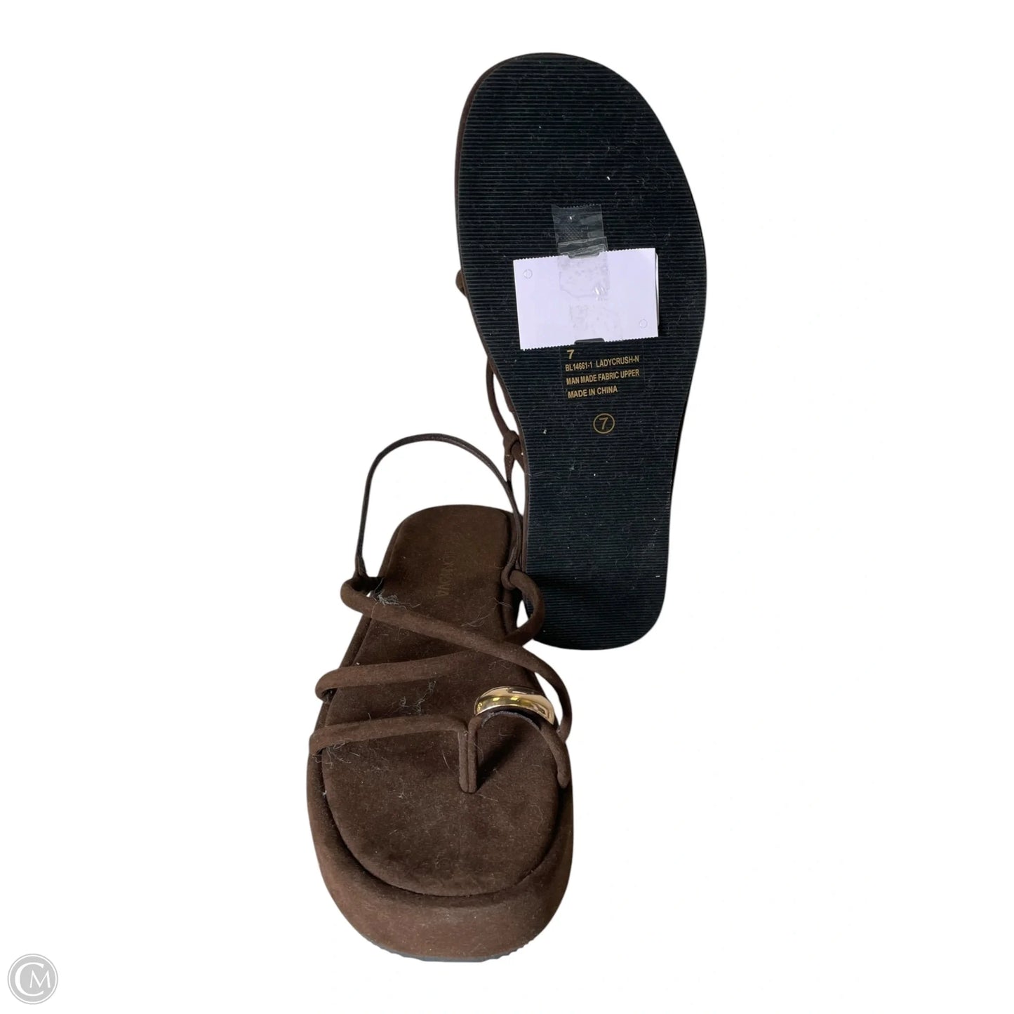Sandals Flats By Fashion Nova In Brown, Size: 7