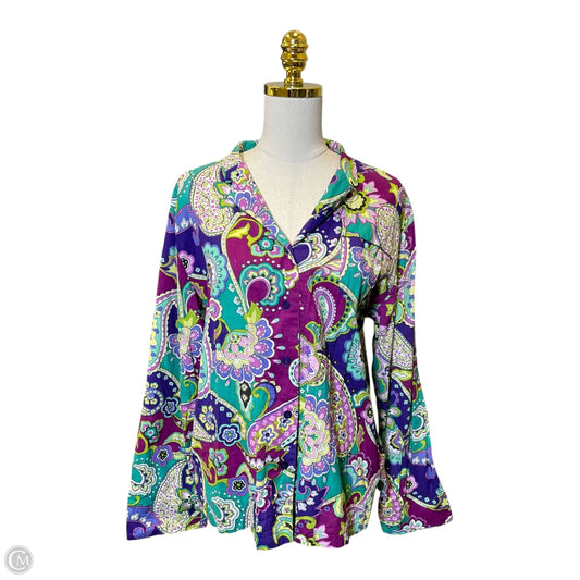 Top 2pc Long Sleeve By Vera Bradley In Multi-colored, Size: L