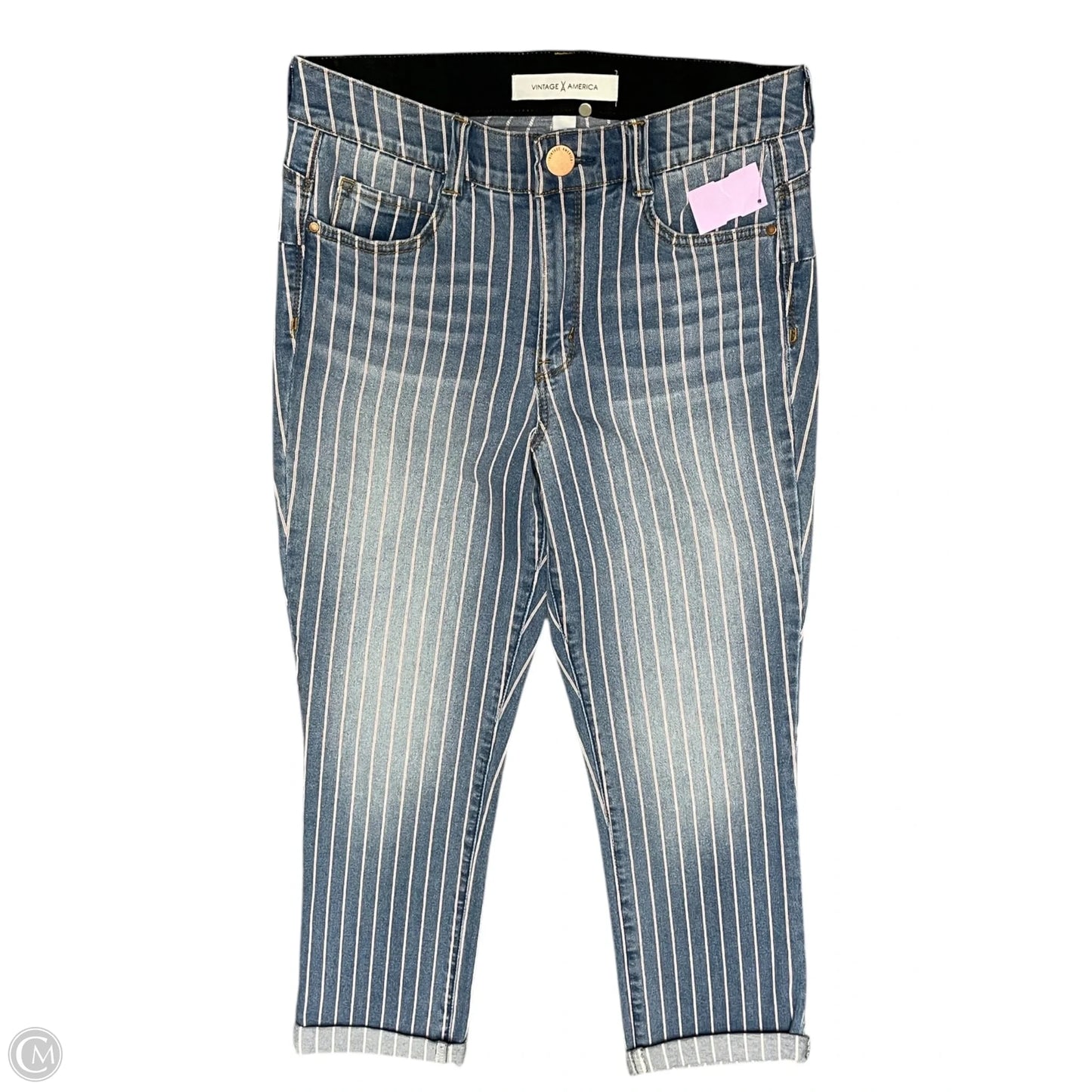 Jeans Straight By Vintage America In Striped Pattern, Size: 10