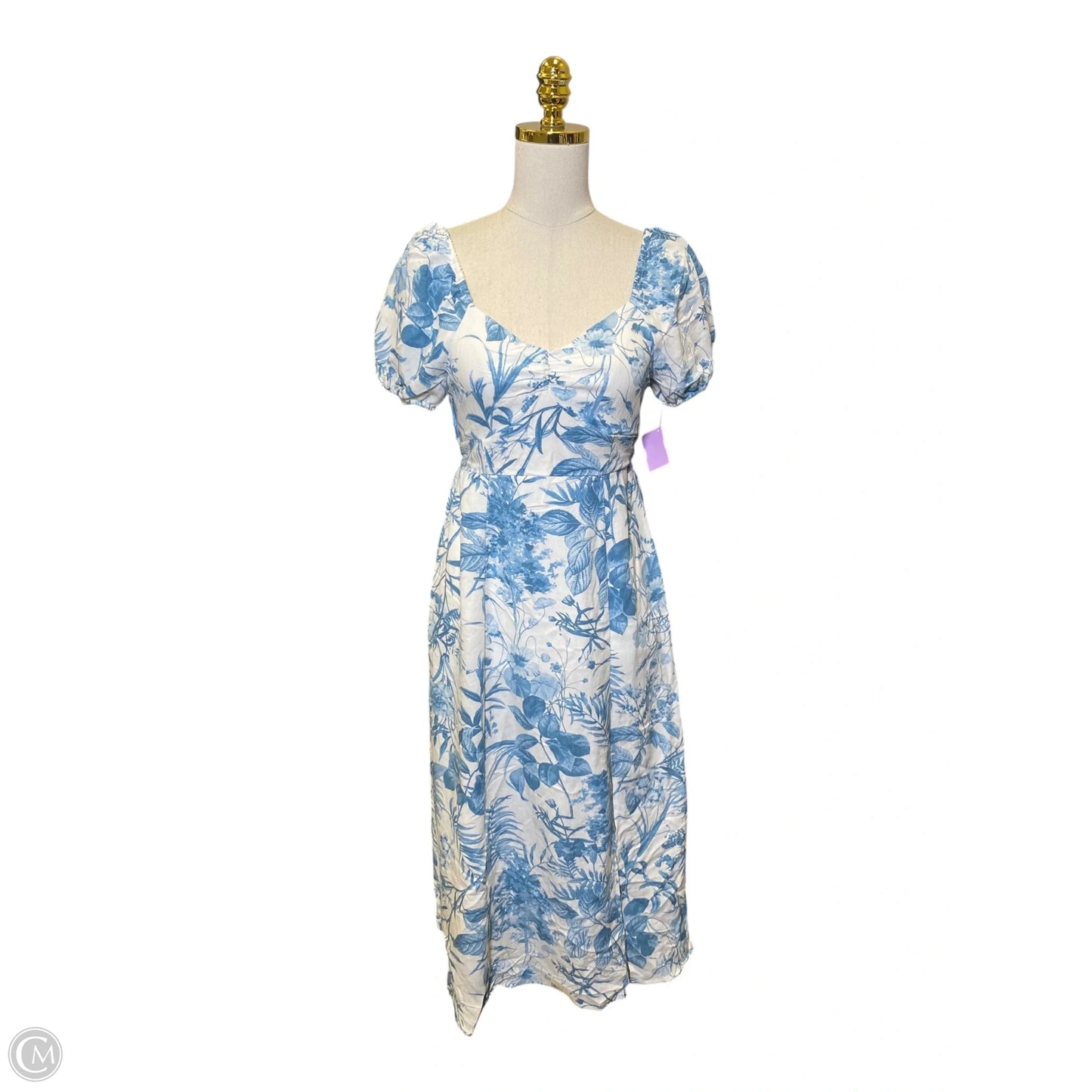 Dress Casual Midi By Sweet Wanderer In Blue & White, Size: M