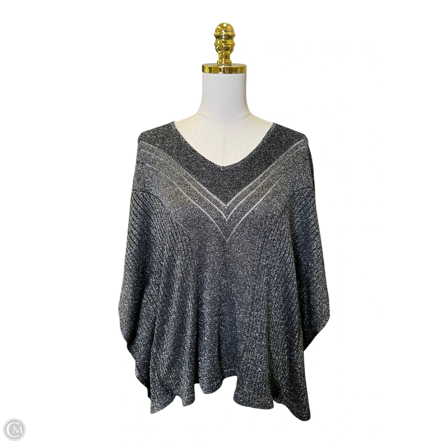 Top Short Sleeve By Chicos In Black & Silver, Size: M