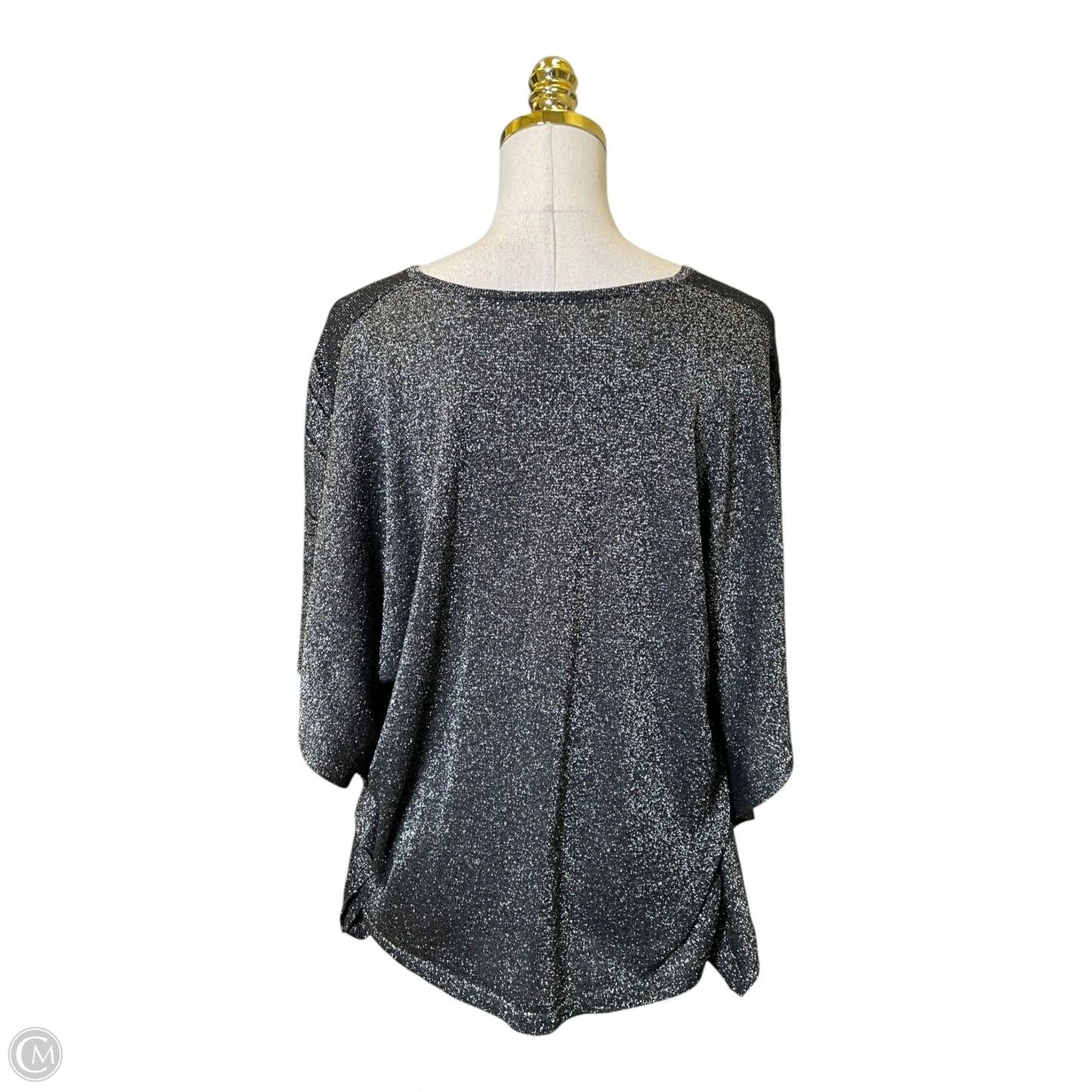 Top Short Sleeve By Chicos In Black & Silver, Size: M
