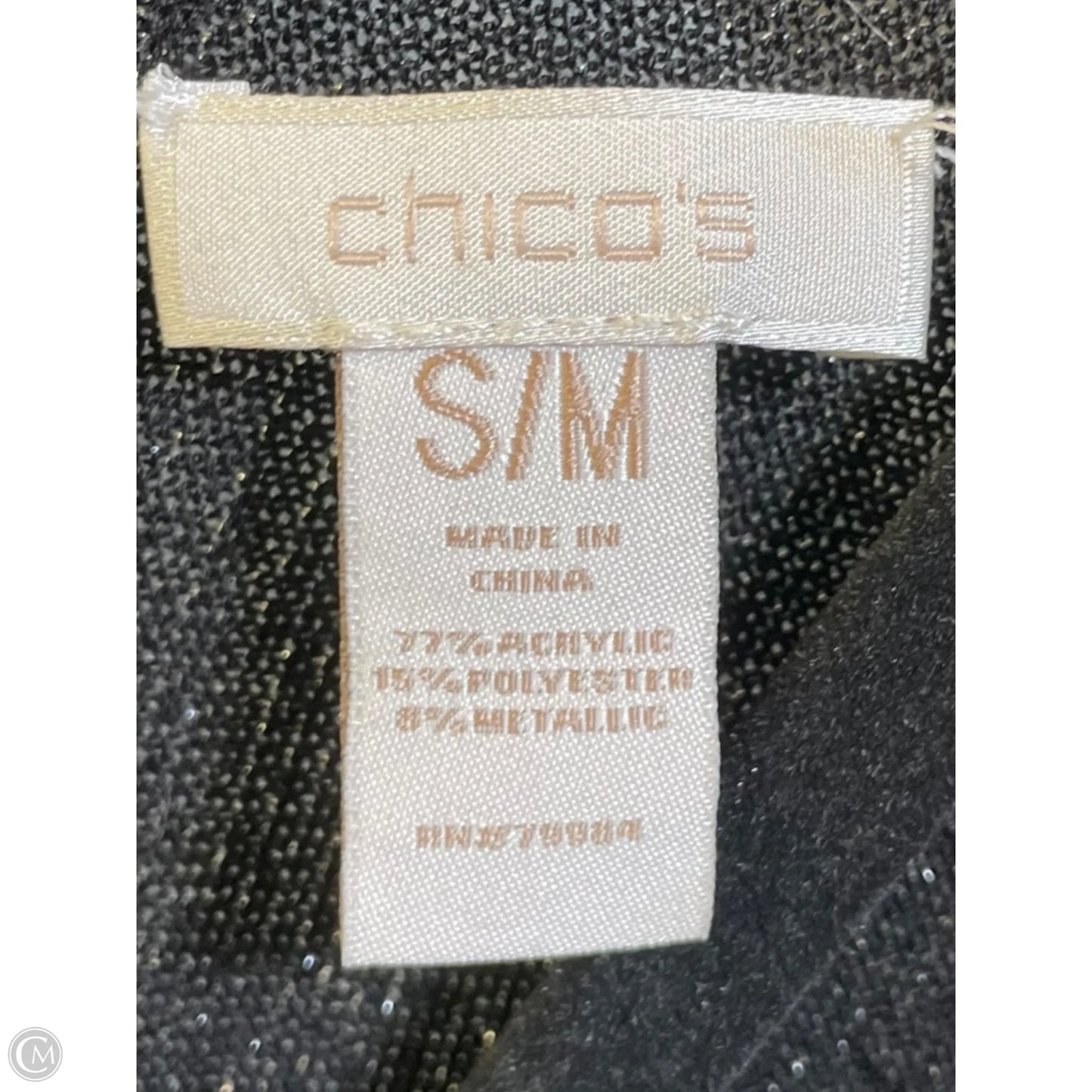 Top Short Sleeve By Chicos In Black & Silver, Size: M