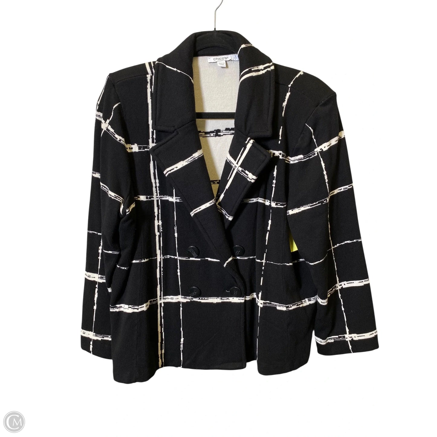 Blazer By Chicos In Black & White, Size: L