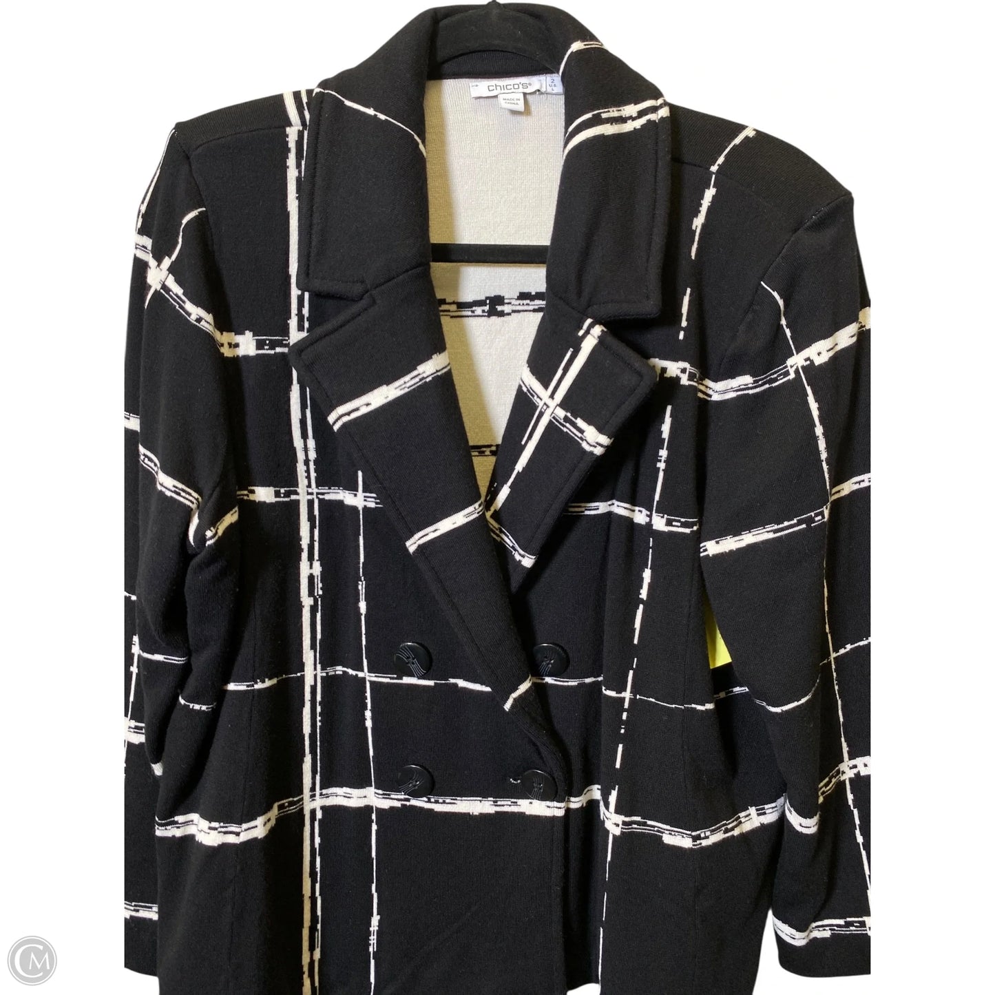 Blazer By Chicos In Black & White, Size: L