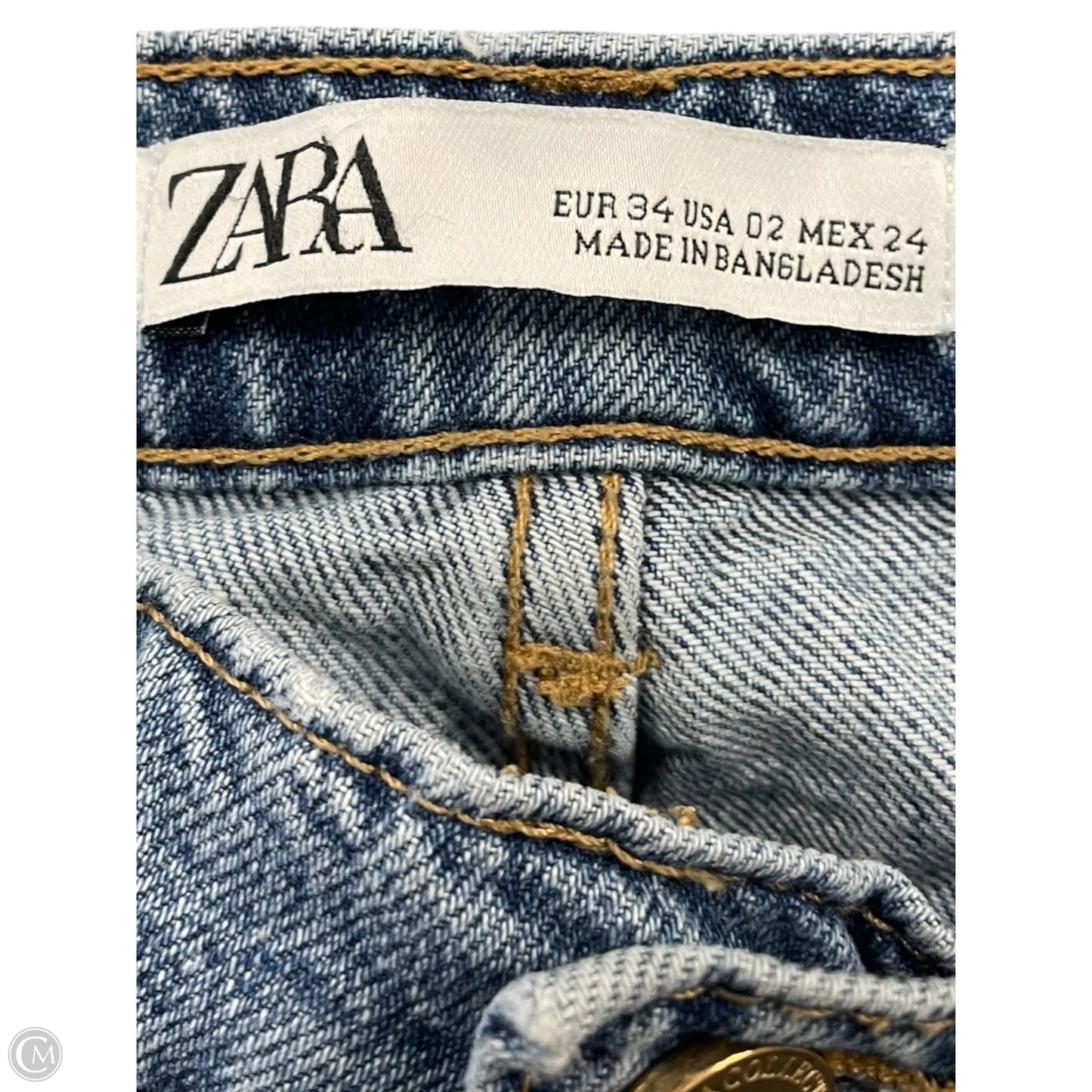 Jeans Straight By Zara In Blue Denim, Size: 2