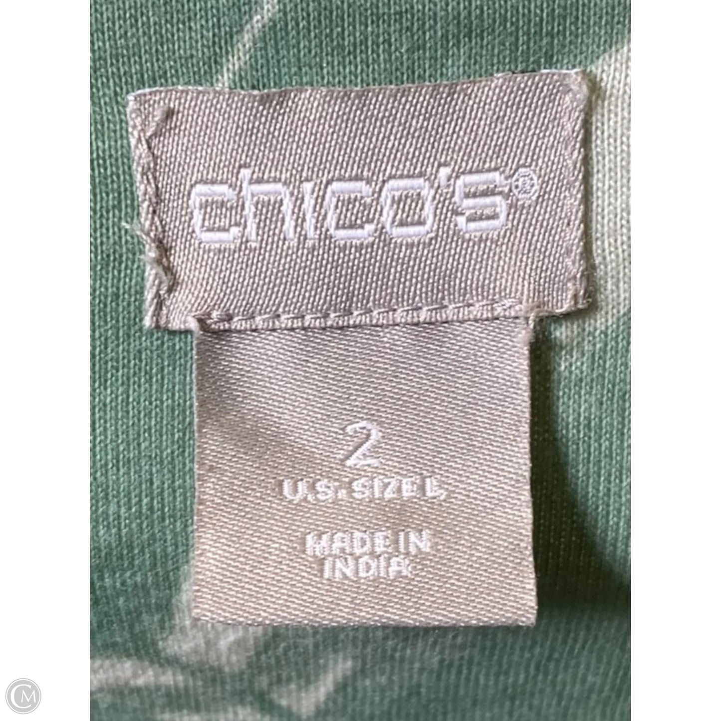 Top Short Sleeve By Chicos In Black & Green, Size: L