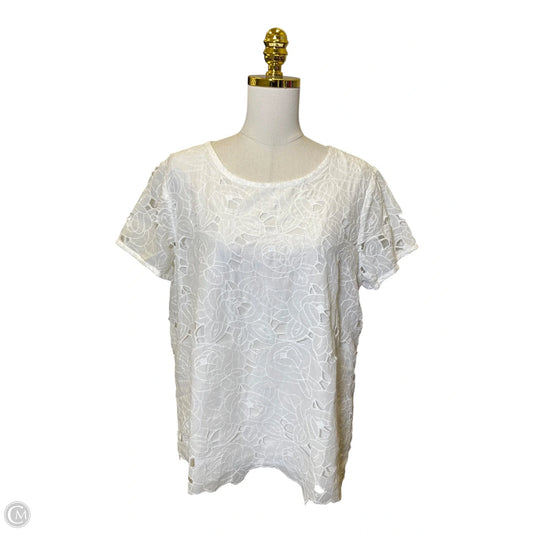 Top Short Sleeve By Chicos In White, Size: L
