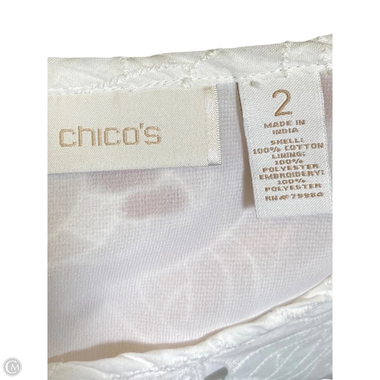 Top Short Sleeve By Chicos In White, Size: L