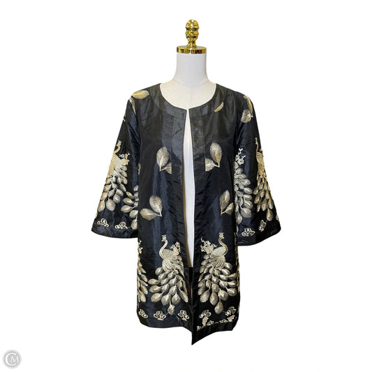 Kimono By Clothes Mentor In Black & Gold, Size: L