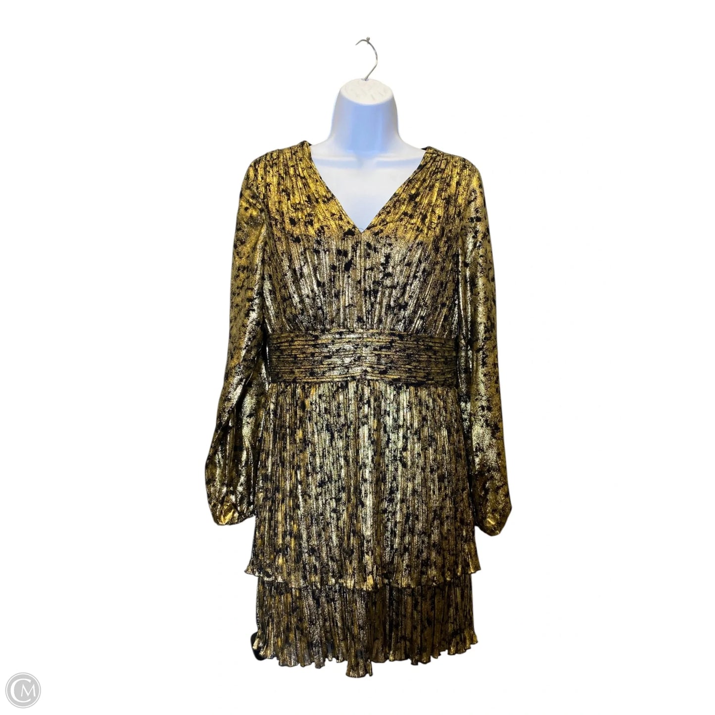 Dress Casual Midi By Versona In Gold, Size: S