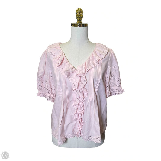 Top Short Sleeve By Ann Taylor In Pink, Size: S