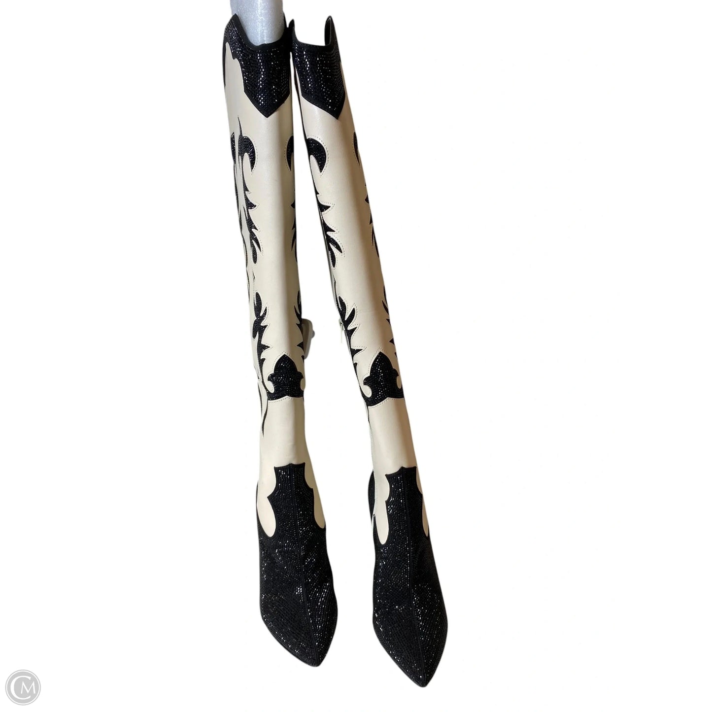 Boots Western By Inc In Black & Cream, Size: 7.5