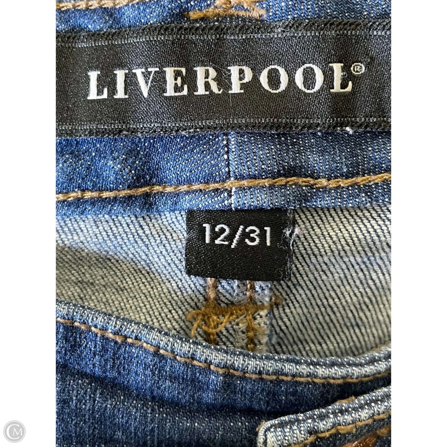 Skirt Maxi By Liverpool In Blue Denim, Size: 12