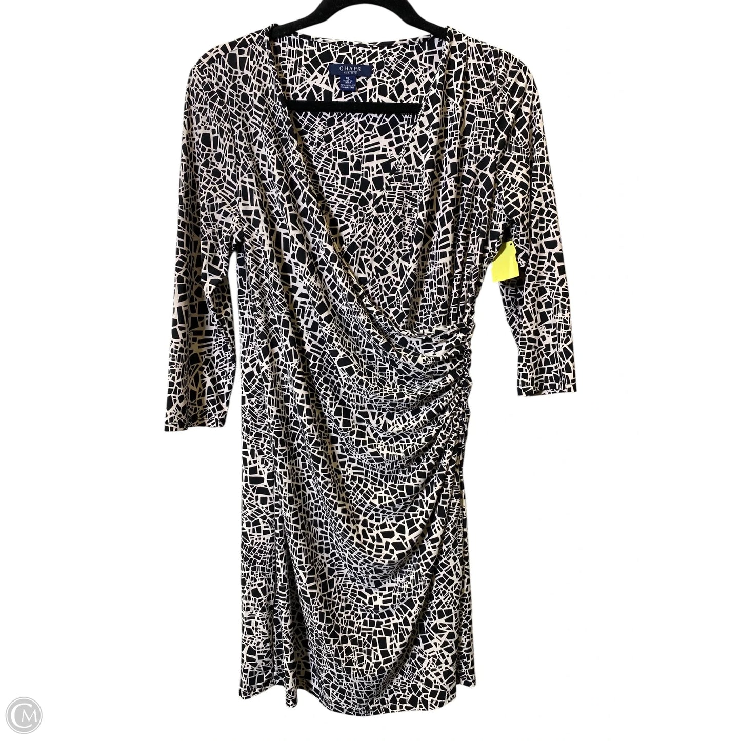 Dress Casual Midi By Chaps In Black & Cream, Size: L