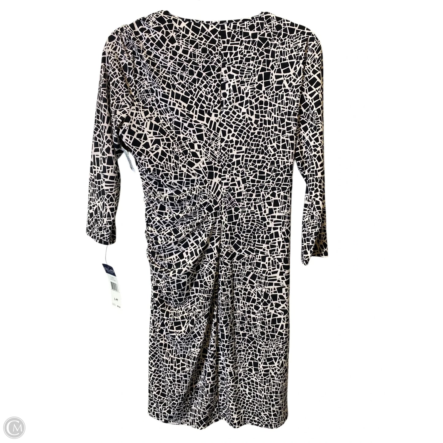 Dress Casual Midi By Chaps In Black & Cream, Size: L