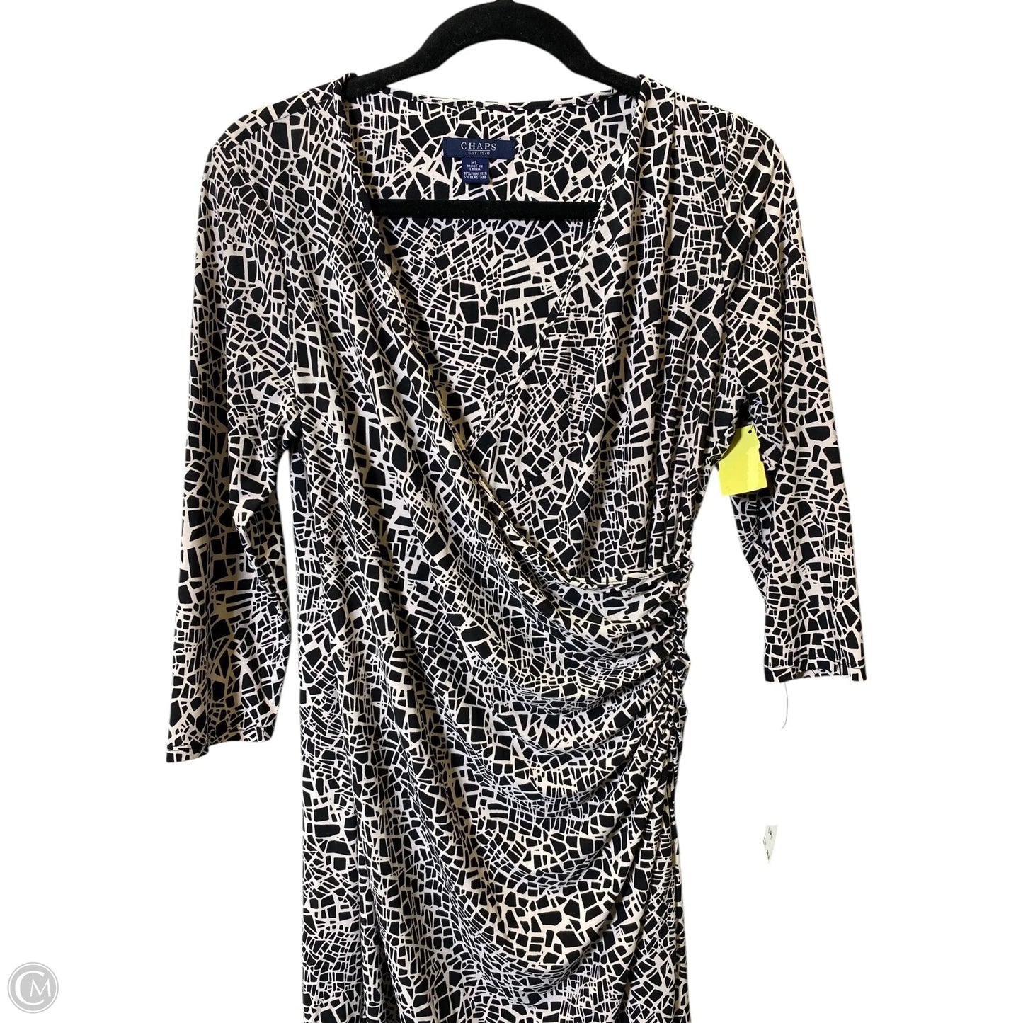 Dress Casual Midi By Chaps In Black & Cream, Size: L