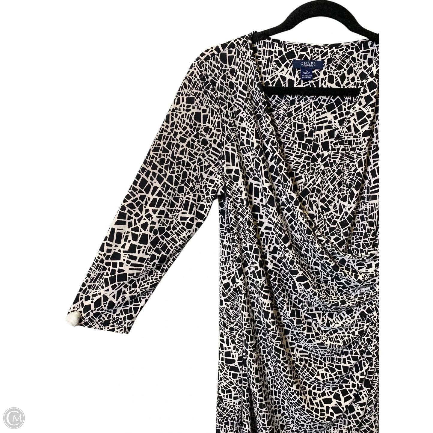 Dress Casual Midi By Chaps In Black & Cream, Size: L