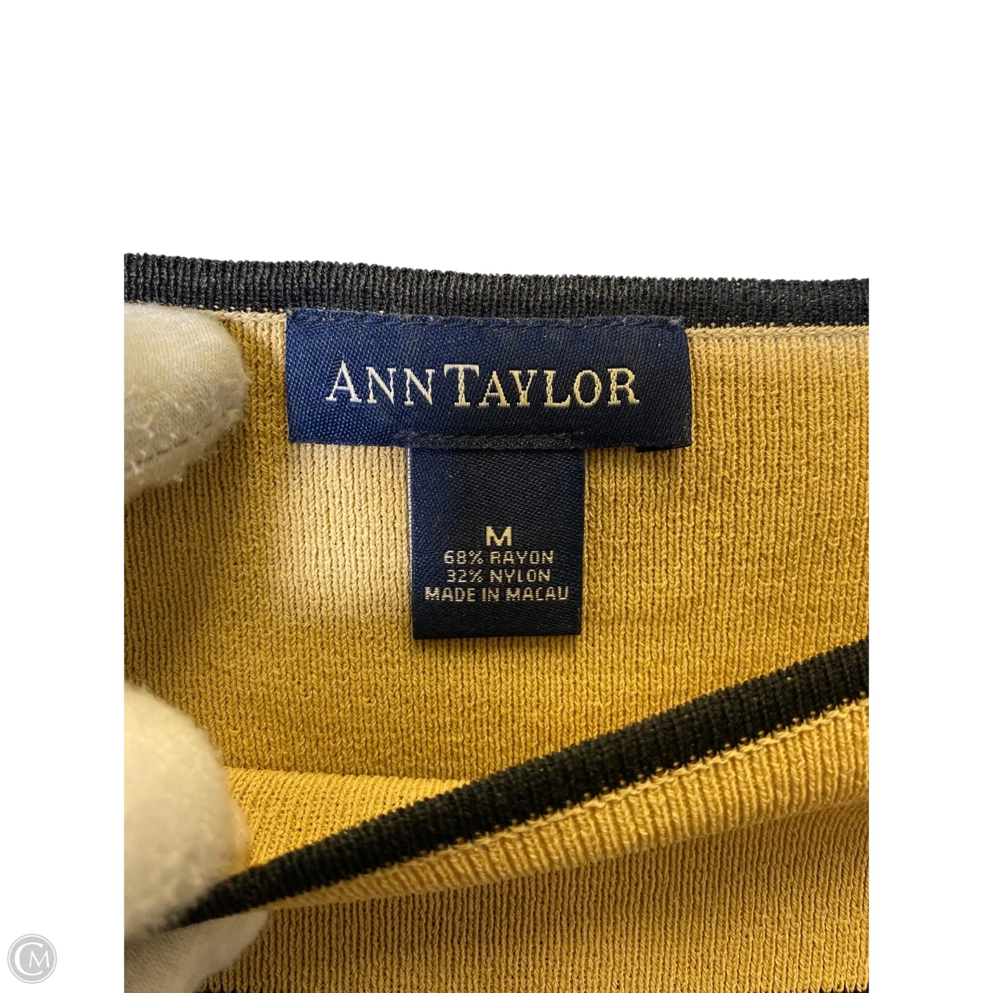 Top Long Sleeve By Ann Taylor In Striped Pattern, Size: M