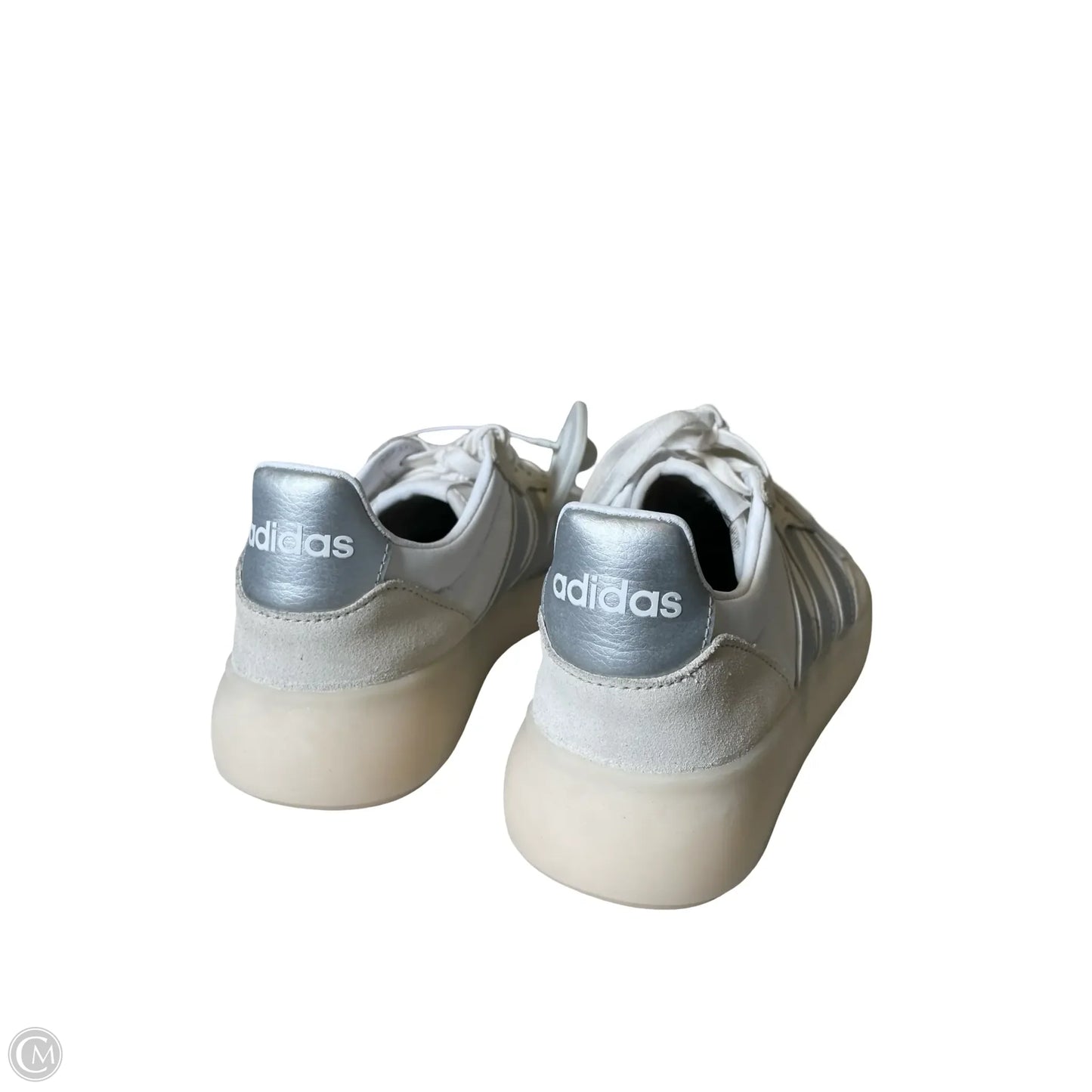 Shoes Sneakers By Adidas In Grey & White, Size: 8