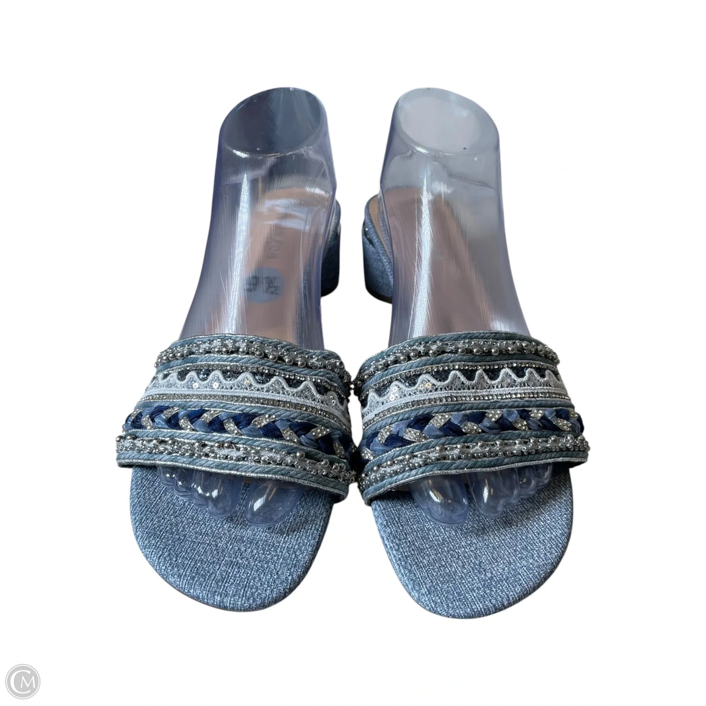 Shoes Heels Block By London Fog In Blue & Silver, Size: 9.5