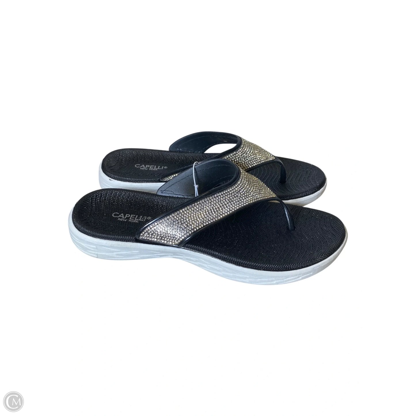 Sandals Flats By Capelli In Black & Silver, Size: 11